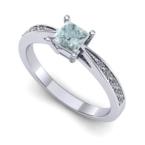 Inel din aur alb cu aquamarin