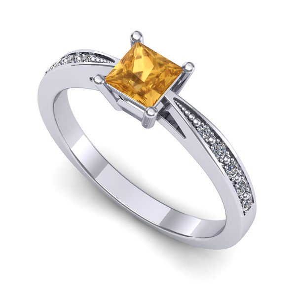 Inel de logodna din aur alb cu citrin