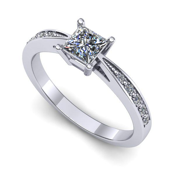 Inel de logodna din aur alb cu diamant