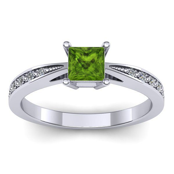 Inel cu peridot patrat
