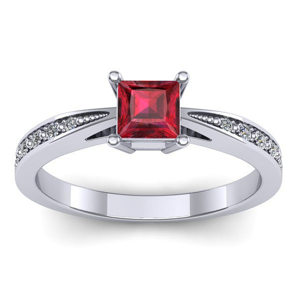 Inel de logodna cu rubin patrat