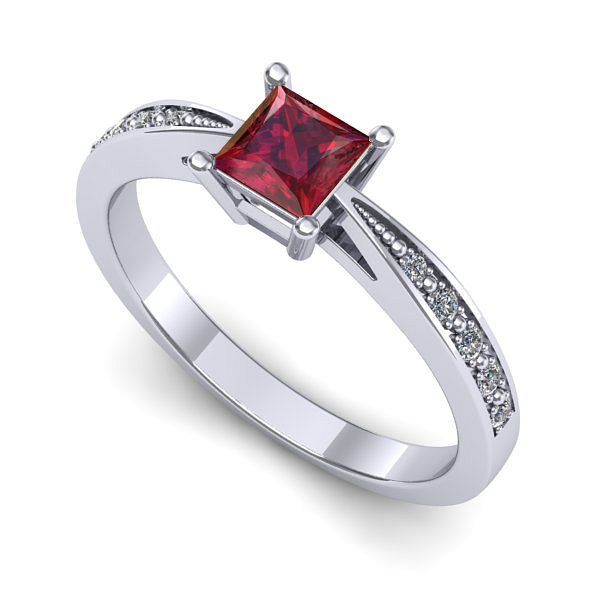 Inel din aur alb cu rubin