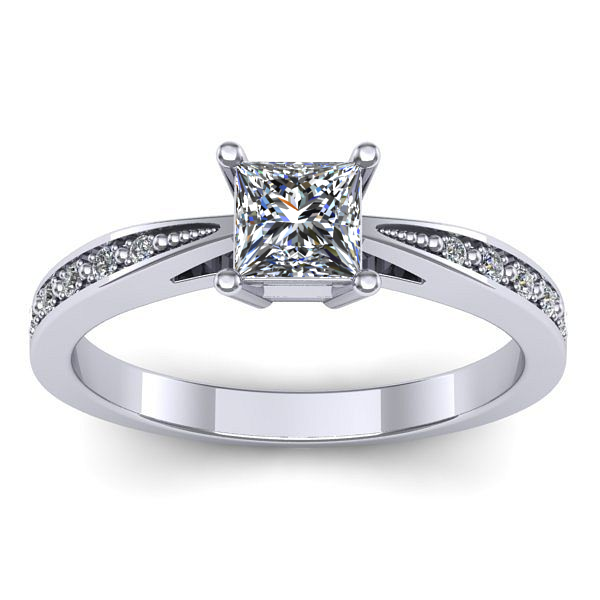 Inel de logodna cu safir alb patrat