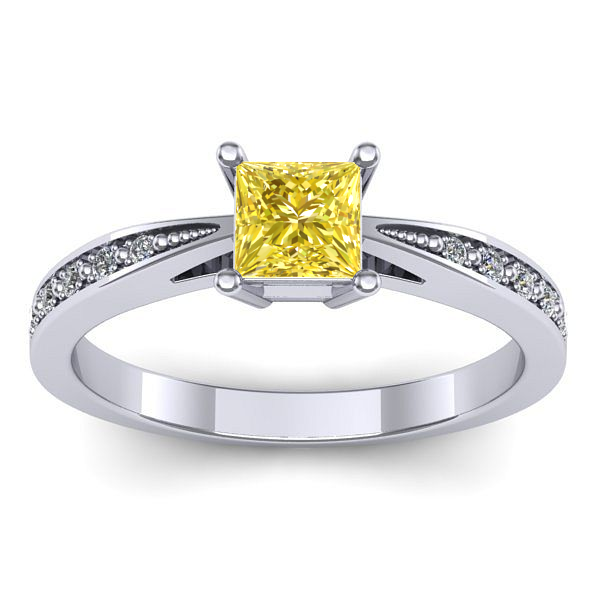 Inel de logodna cu safir galben patrat