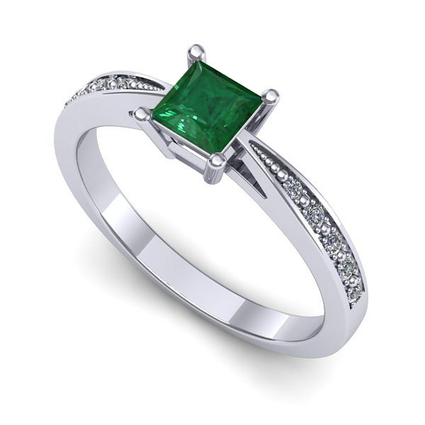 Inel din aur alb cu smarald