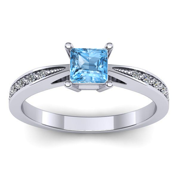 Inel logodna cu topaz blue patrat