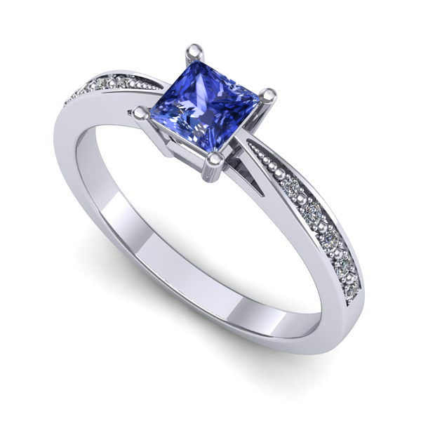 Inel logodna din aur alb cu tanzanit