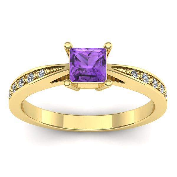 Inel logodna cu ametist patrat