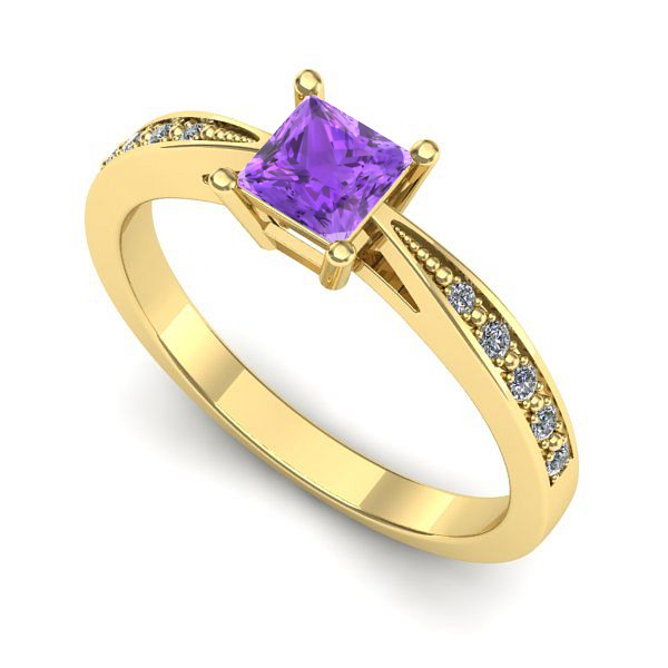 Inel de logodna din aur galben cu ametist