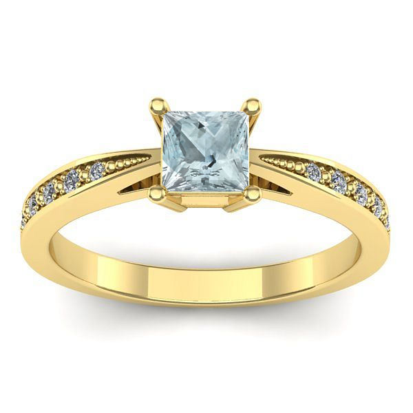 Inel cu aquamarin patrat