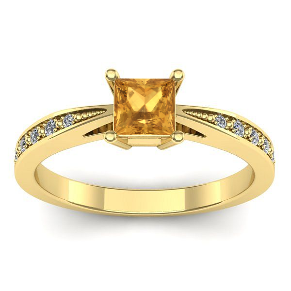 Inel cu citrin patrat