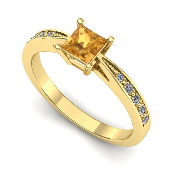 Inel logodna din aur galben cu citrin