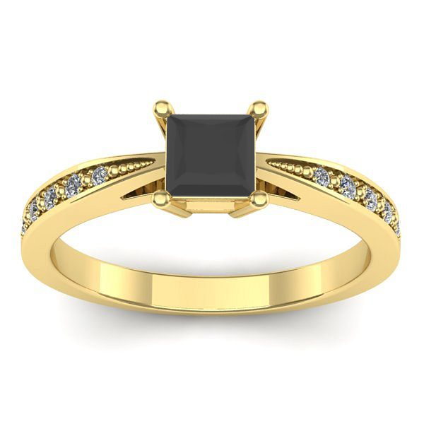 Inel de logodna cu diamant negru patrat