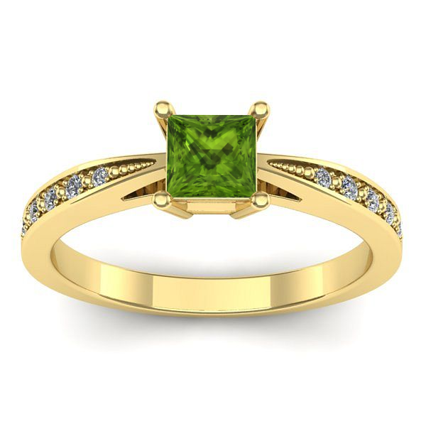Inel cu peridot patrat
