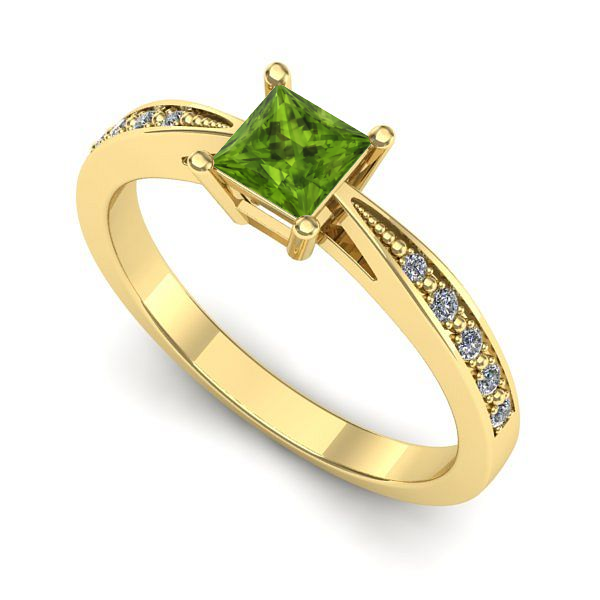 Inel logodna din aur galben cu peridot