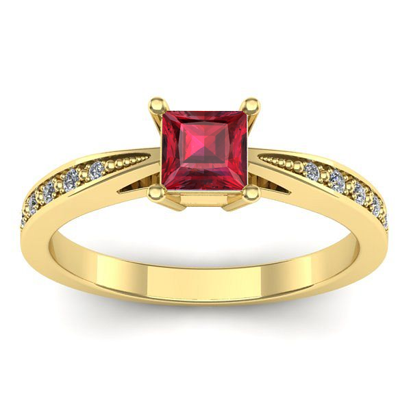 Inel de logodna cu rubin patrat