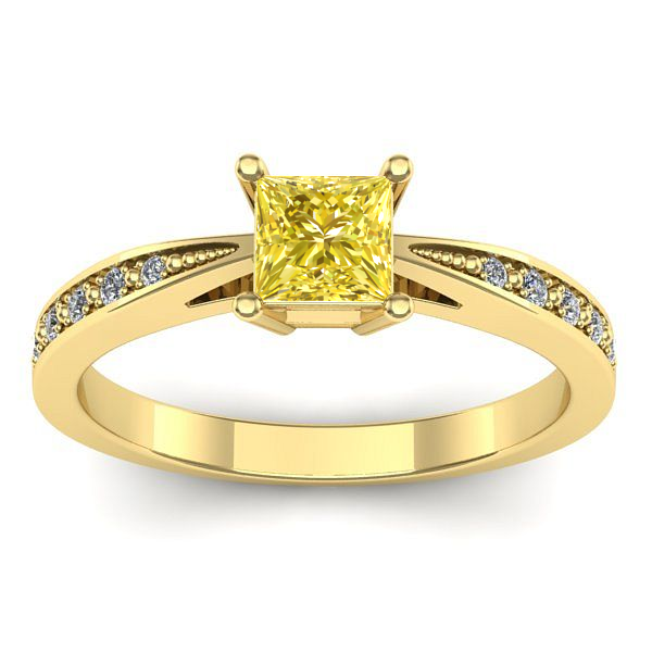 Inel cu safir galben patrat