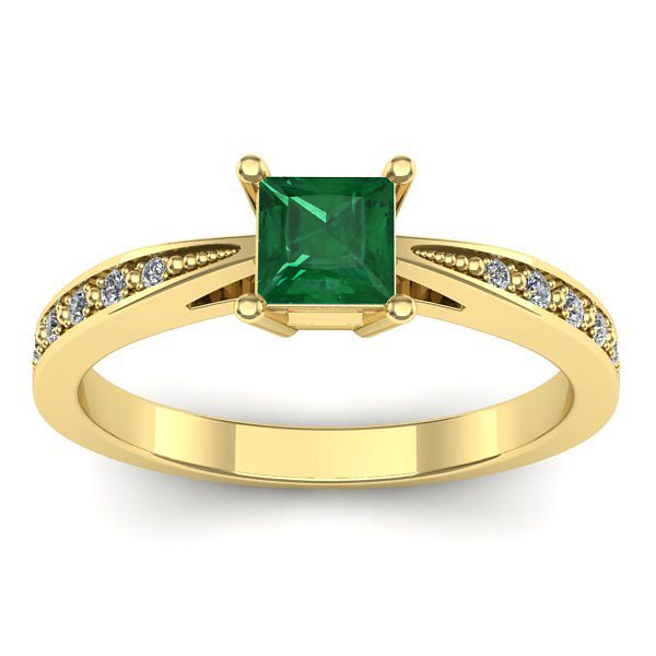 Inel cu smarald patrat