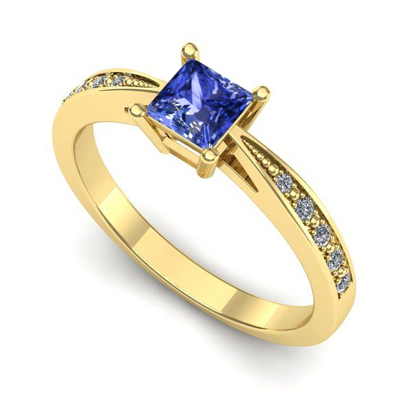 Inel logodna din aur galben cu tanzanit