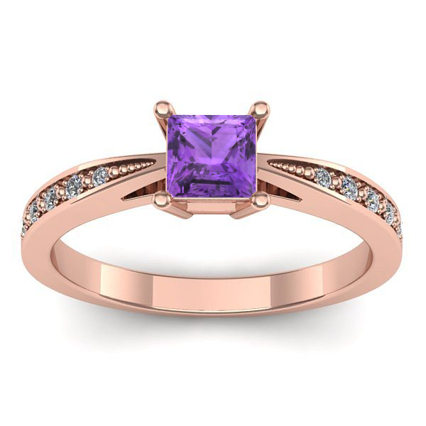 Inel cu ametist patrat