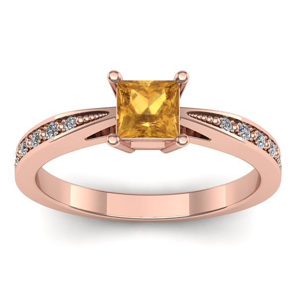 Inel logodna cu citrin patrat