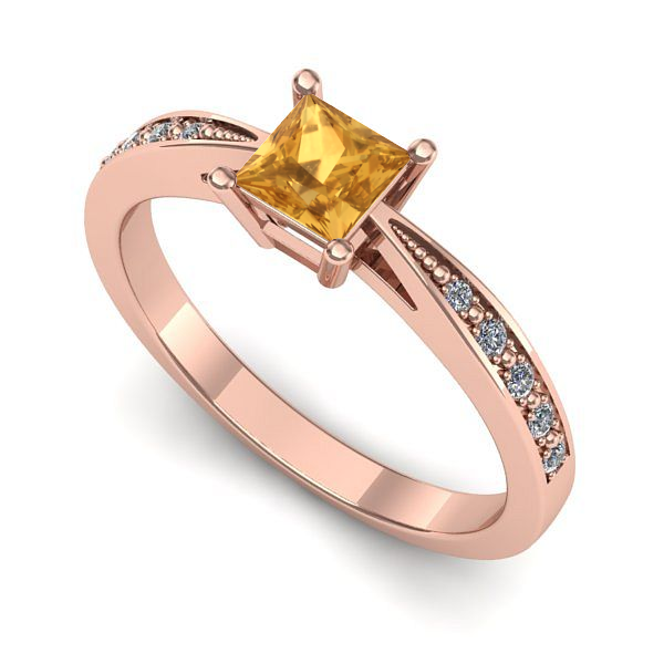 Inel din aur roz cu citrin