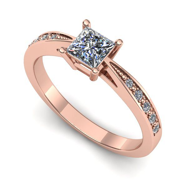 Inel din aur roz cu diamant