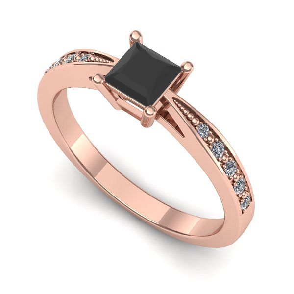 Inel din aur roz cu diamant negru