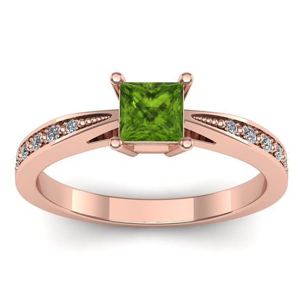 Inel logodna cu peridot patrat