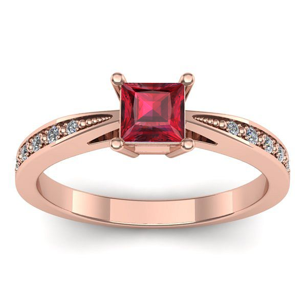 Inel de logodna cu rubin patrat