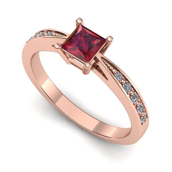 Inel din aur roz cu rubin