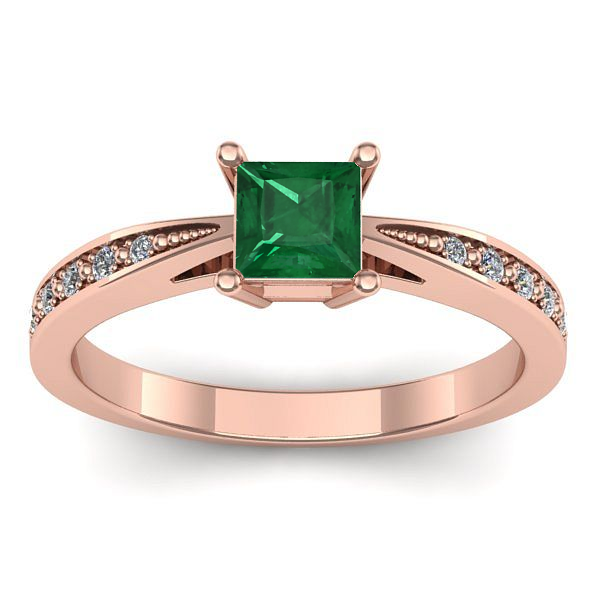 Inel logodna cu smarald patrat