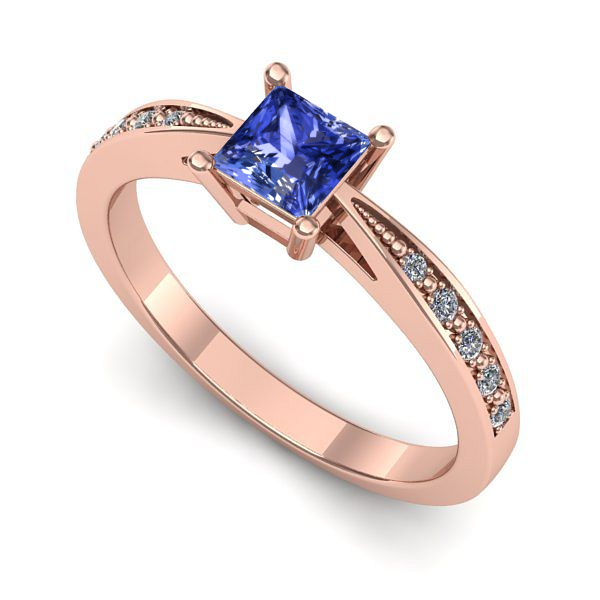 Inel din aur roz cu tanzanit