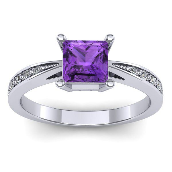 Inel de logodna cu ametist patrat