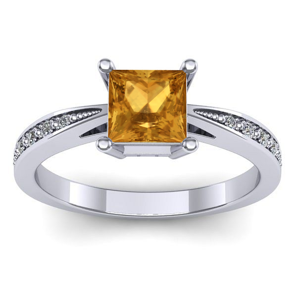 Inel cu citrin patrat