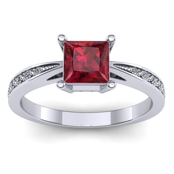 Inel cu rubin patrat