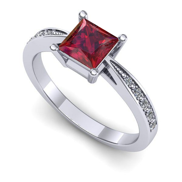 Inel din aur alb cu rubin