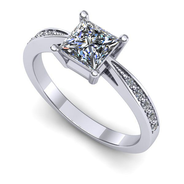 Inel din aur alb cu safir alb