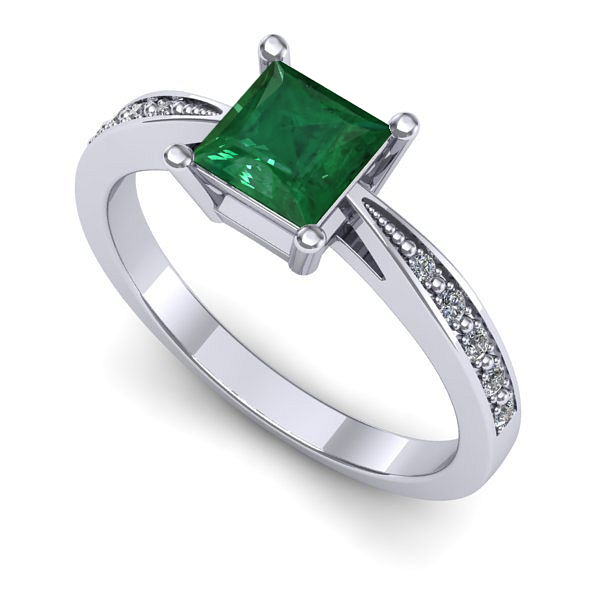 Inel din aur alb cu smarald