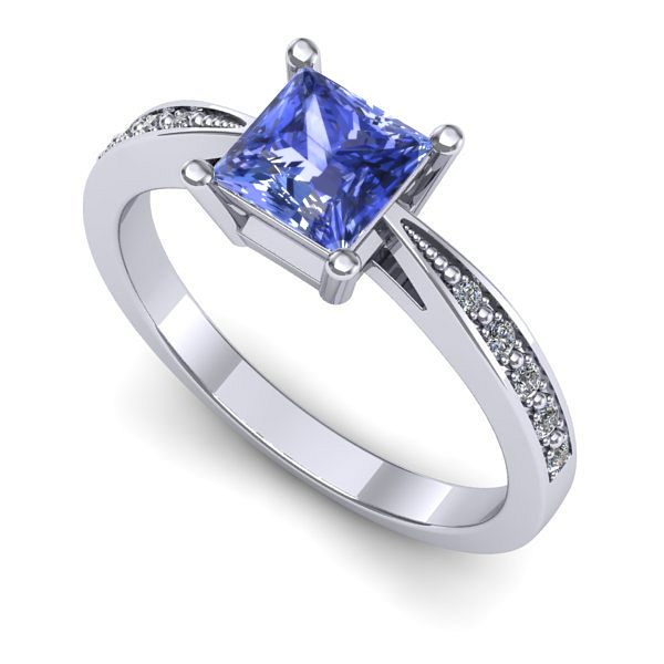 Inel de logodna din aur alb cu tanzanit