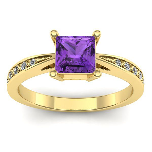 Inel logodna cu ametist patrat