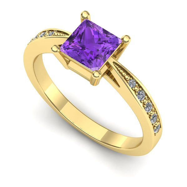 Inel de logodna din aur galben cu ametist