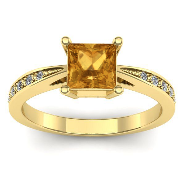 Inel de logodna cu citrin patrat