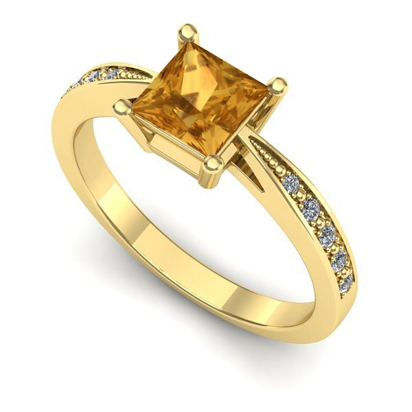 Inel de logodna din aur galben cu citrin