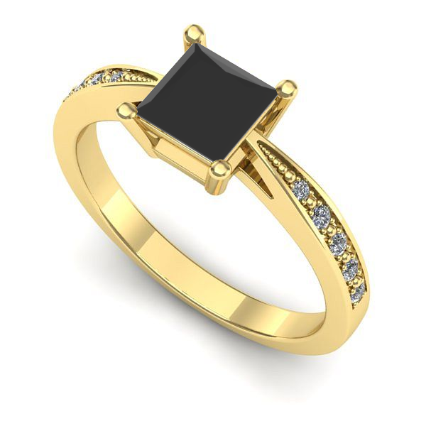 Inel din aur galben cu diamant negru