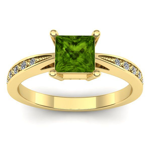 Inel logodna cu peridot patrat