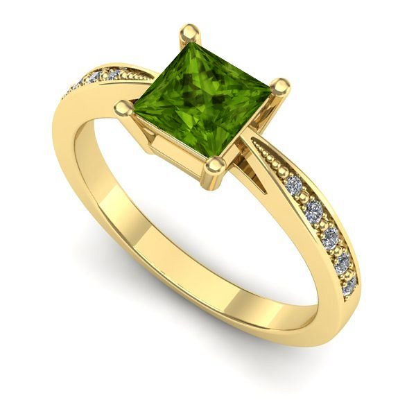 Inel logodna din aur galben cu peridot