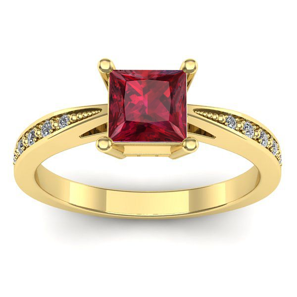 Inel cu rubin patrat