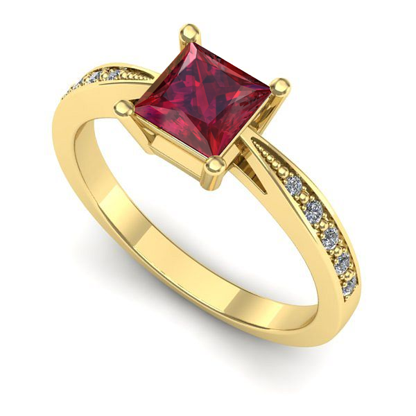 Inel logodna din aur galben cu rubin