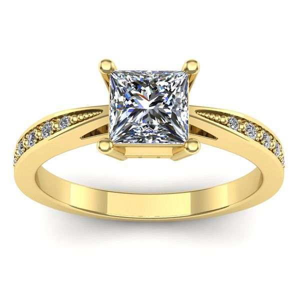 Inel logodna cu safir alb patrat